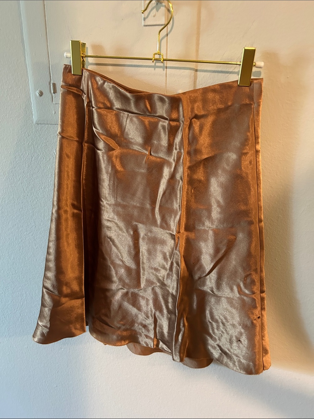 Vince gold silk A-Line Skirt